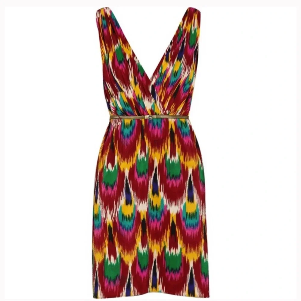 ALICE + OLIVIA Alameda Ikat Printed Pleat Dress, Small, Like‎ New